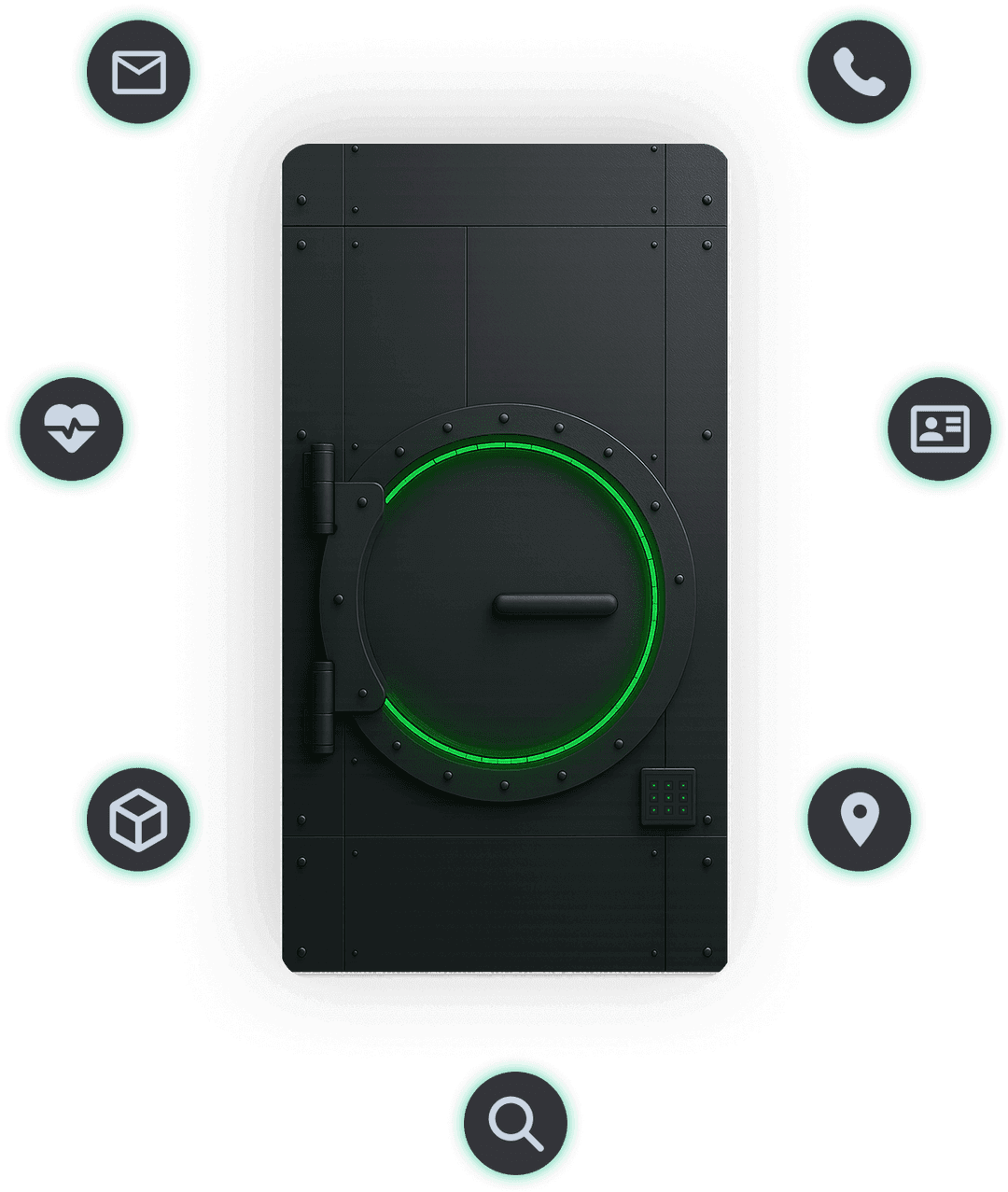 Many data points connected to a vault